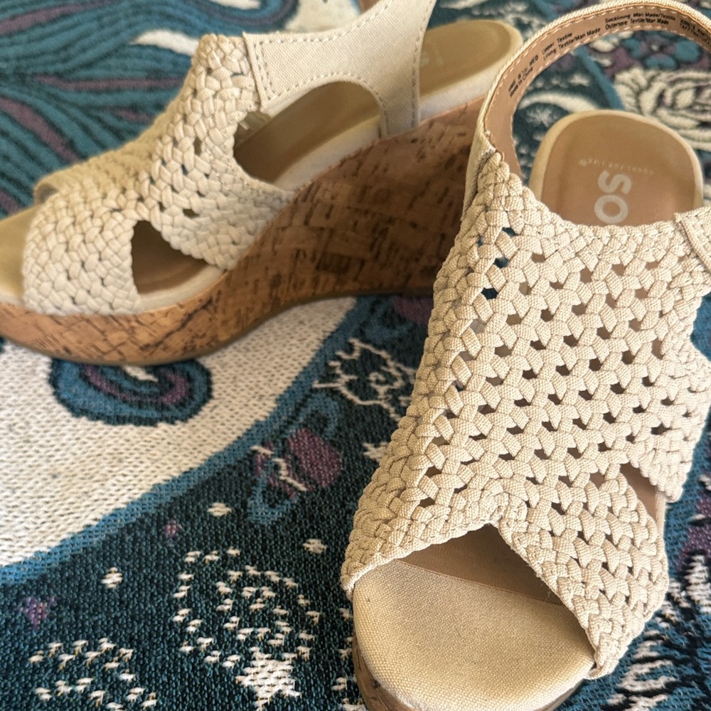 Sonoma Beige Woven Wedge Sandals